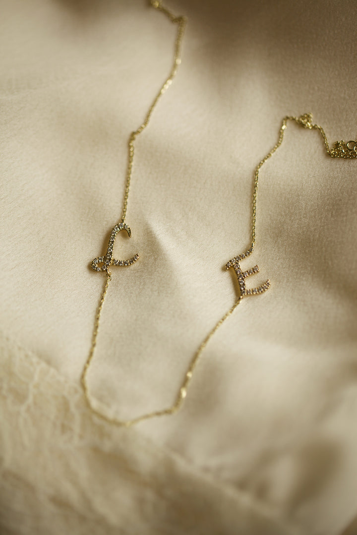 DIAMOND ALPHABET NECKLACE - WITH 2 LETTERS