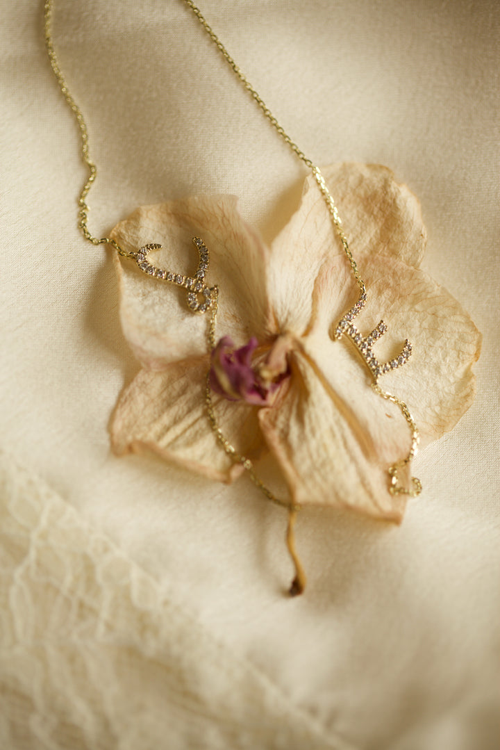 DIAMOND ALPHABET NECKLACE - WITH 2 LETTERS