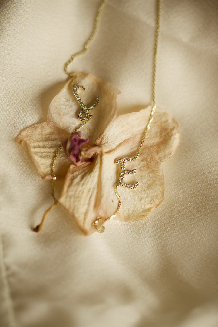 DIAMOND ALPHABET NECKLACE - WITH 2 LETTERS