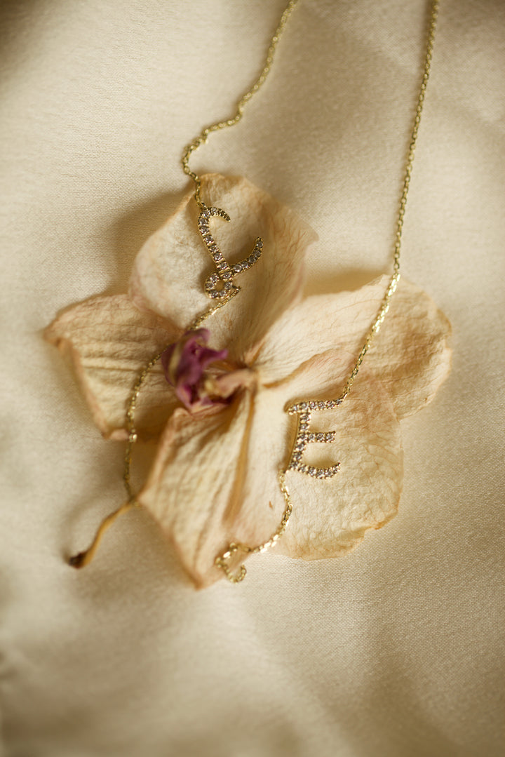 DIAMOND ALPHABET NECKLACE - WITH 2 LETTERS