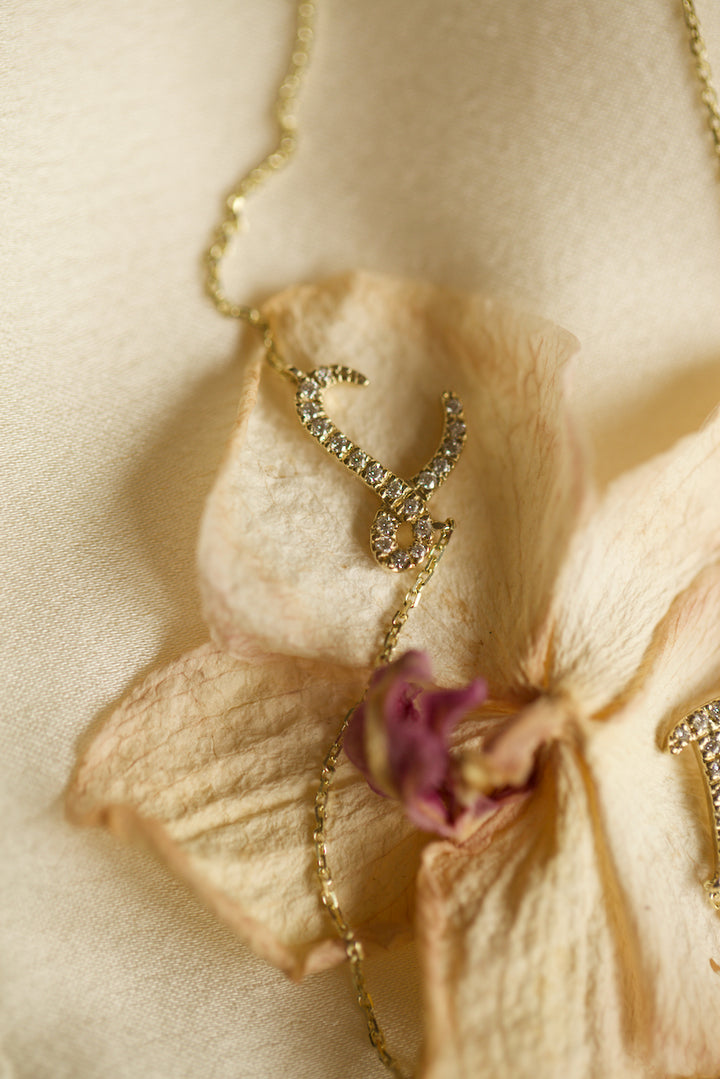 DIAMOND ALPHABET NECKLACE - WITH 2 LETTERS