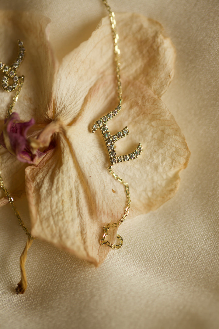 DIAMOND ALPHABET NECKLACE - WITH 2 LETTERS