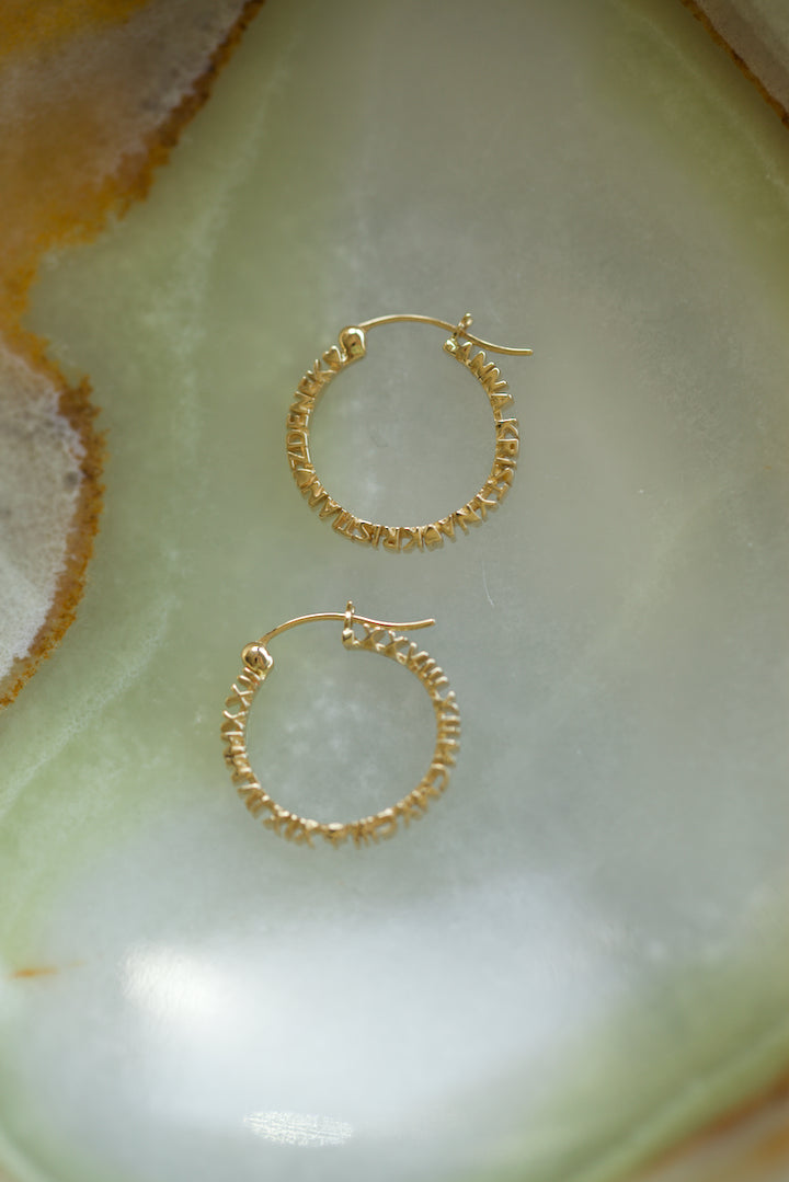 CHAPTER 1 TEXT EARRINGS - IN 14K GOLD