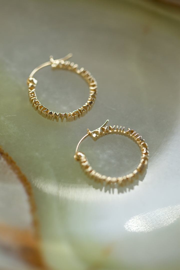 CHAPTER 1 TEXT EARRINGS - IN 14K GOLD