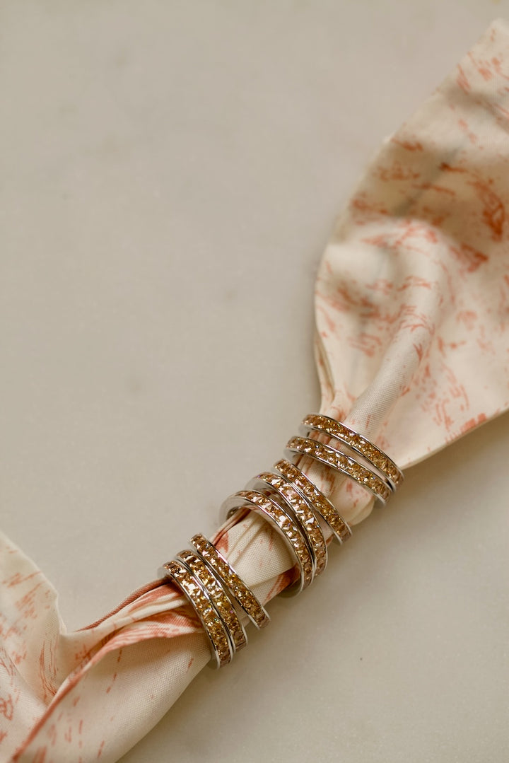 PEACH ZIRCONS RING IN SILVER