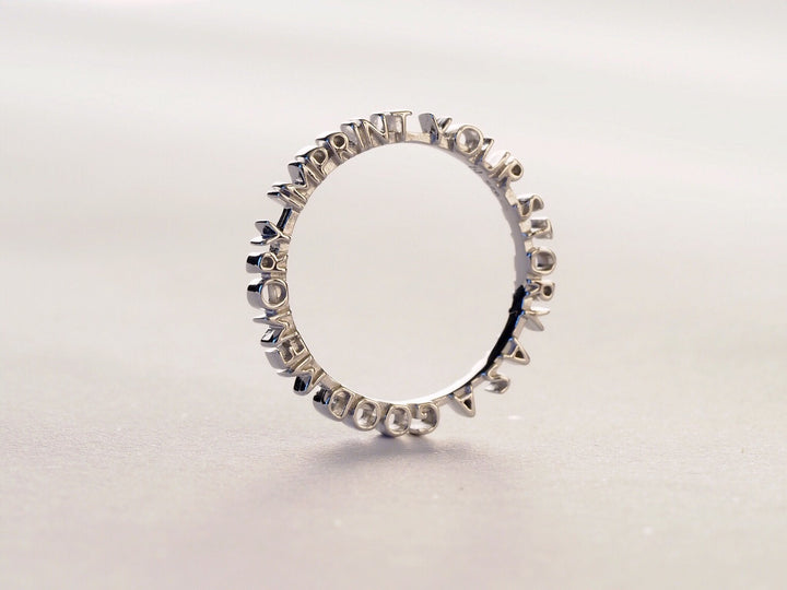 CHAPTER 1 TEXT RING - IN RHODIUM PLATED SILVER