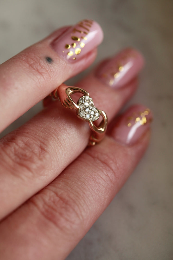 CLADDAGH RING WITH DIAMOND HEART