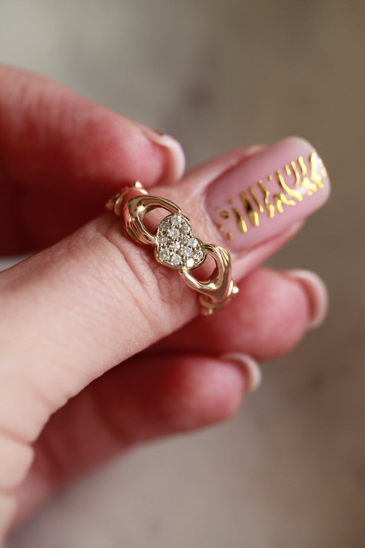 CLADDAGH RING WITH DIAMOND HEART