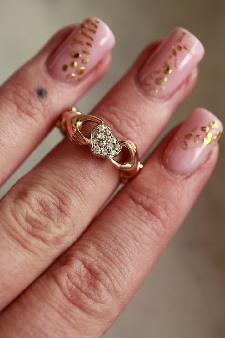 CLADDAGH RING WITH DIAMOND HEART