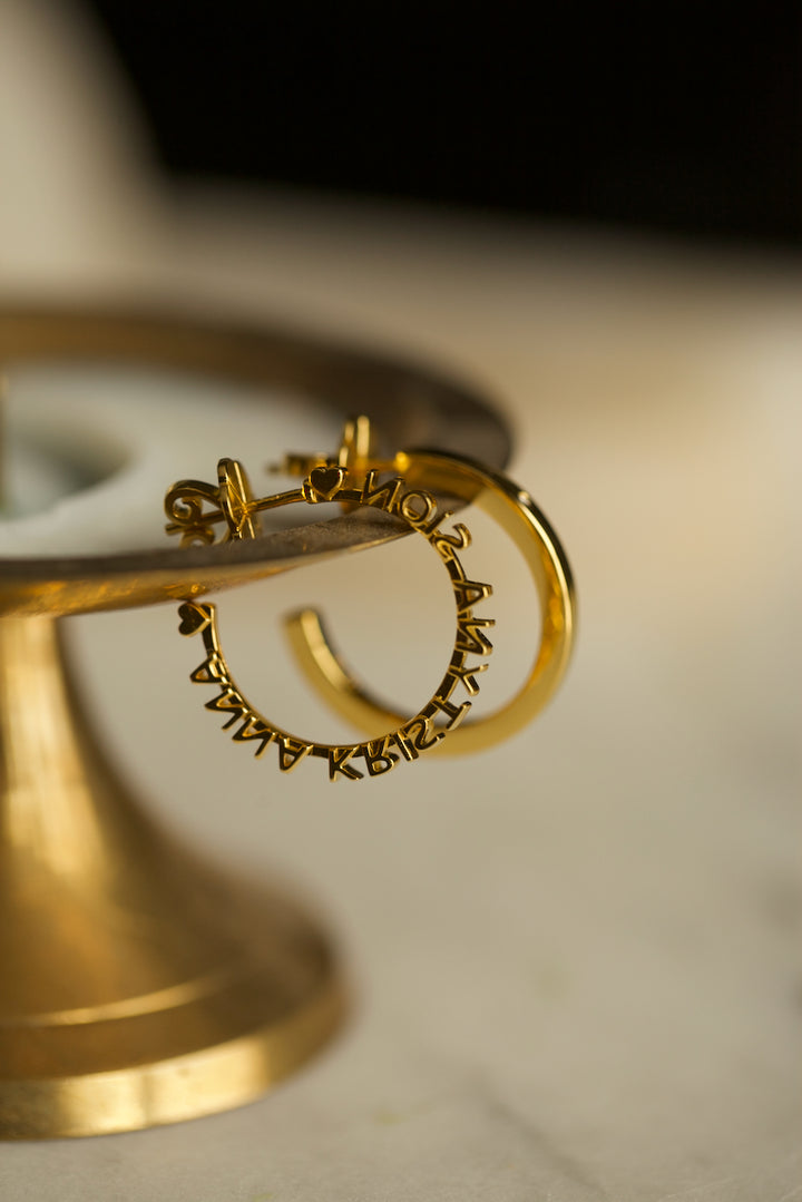 CHAPTER 1 TEXT HOOP EARRINGS - IN SILVER