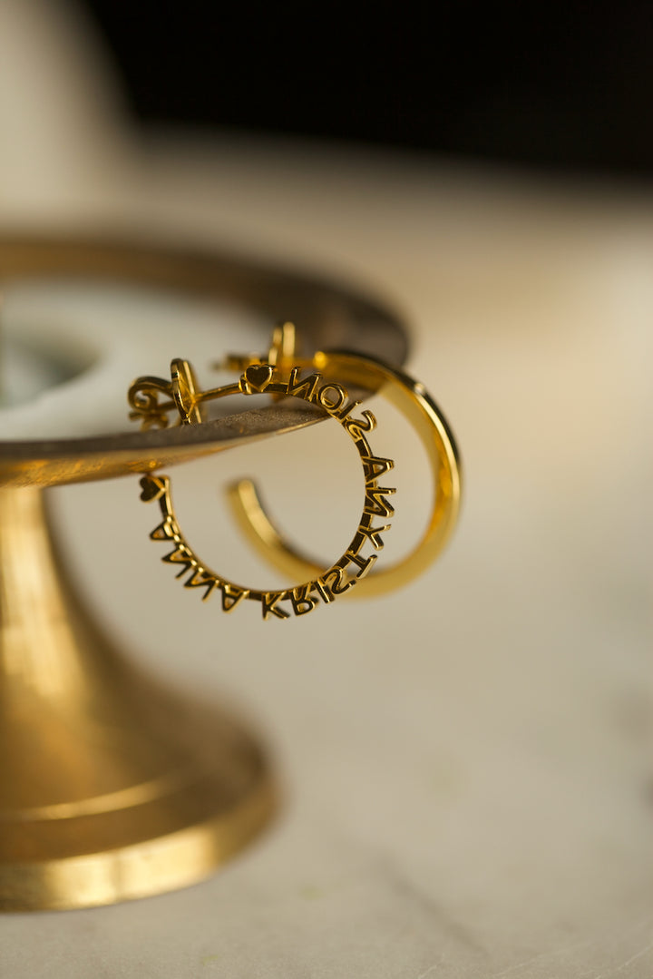 CHAPTER 1 TEXT HOOP EARRINGS - IN SILVER