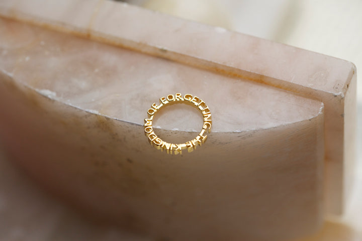 CHAPTER 1 TEXT RING - YELLOW GOLD PLATED SILVER