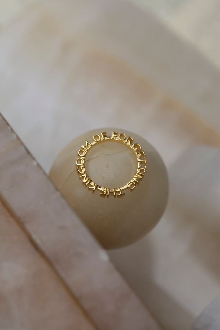 CHAPTER 1 TEXT RING - YELLOW GOLD PLATED SILVER