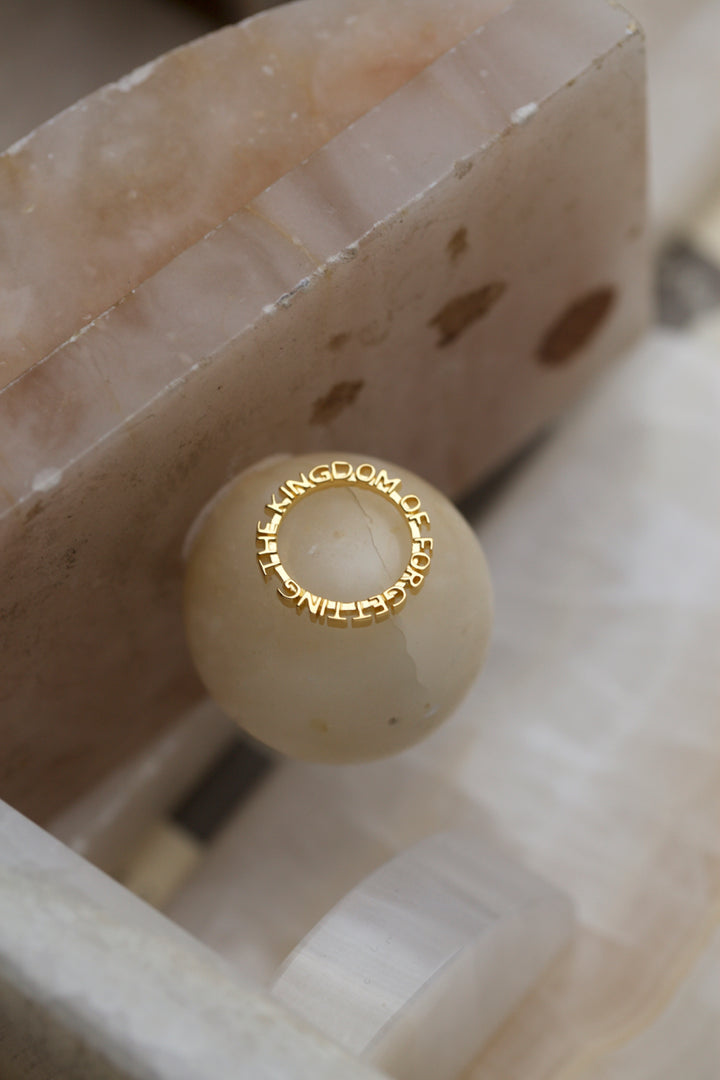 CHAPTER 1 TEXT RING - YELLOW GOLD PLATED SILVER
