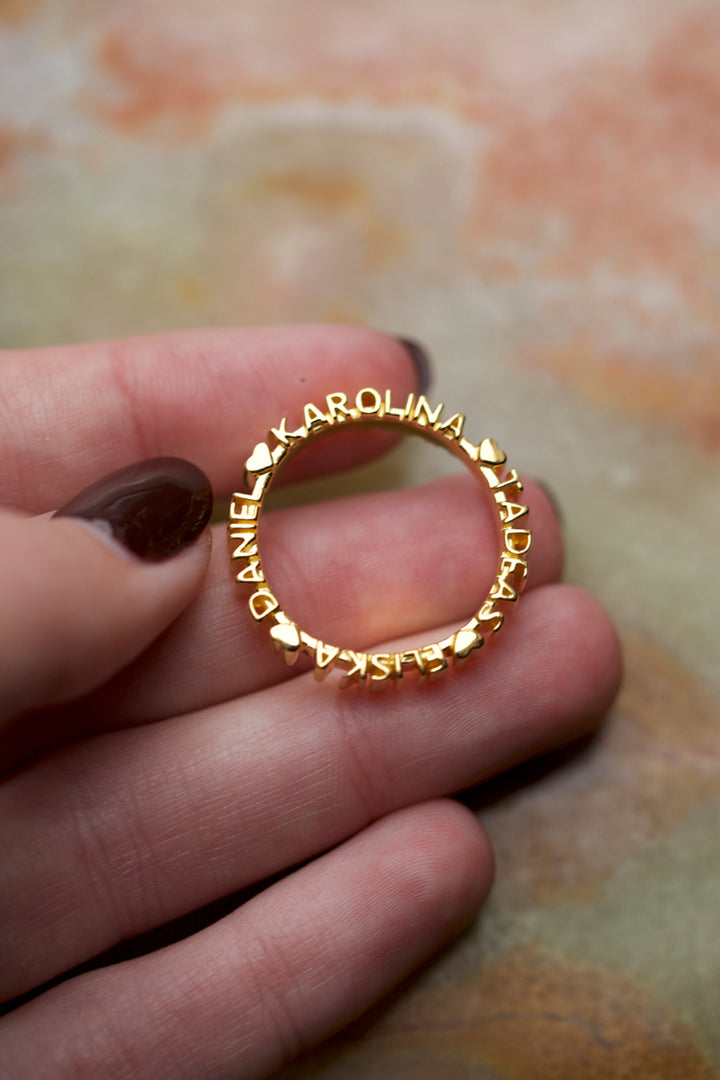 CHAPTER 1 DOUBLE TEXT RING - YELLOW GOLD PL. SILVER