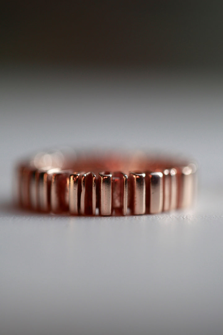 CHAPTER 1 DOUBLE TEXT RING - ROSE GOLD PL. SILVER