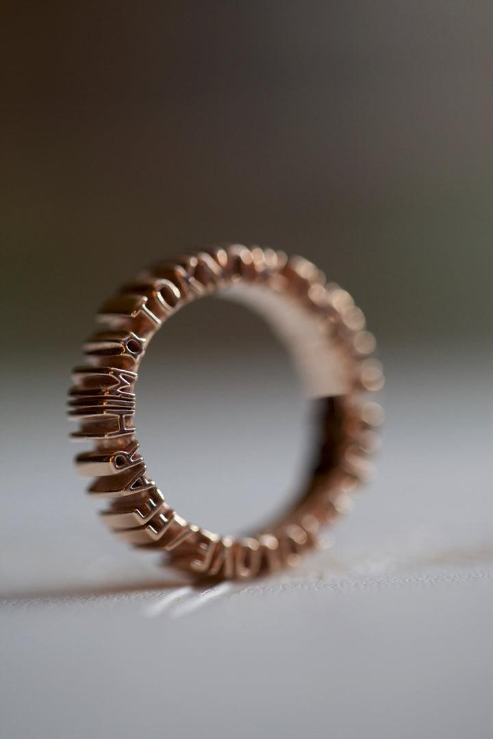 CHAPTER 1 DOUBLE TEXT RING - ROSE GOLD PL. SILVER