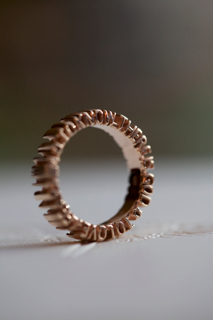 CHAPTER 1 DOUBLE TEXT RING - ROSE GOLD PL. SILVER