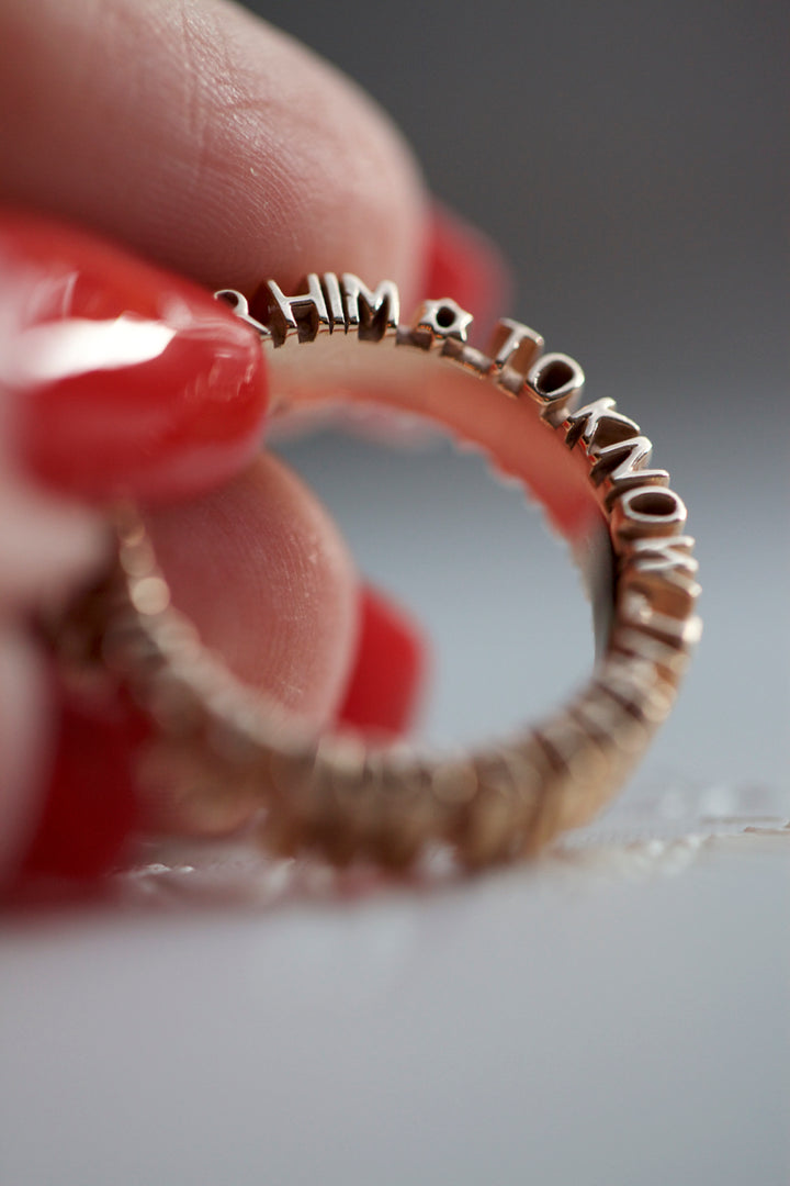CHAPTER 1 DOUBLE TEXT RING - ROSE GOLD PL. SILVER