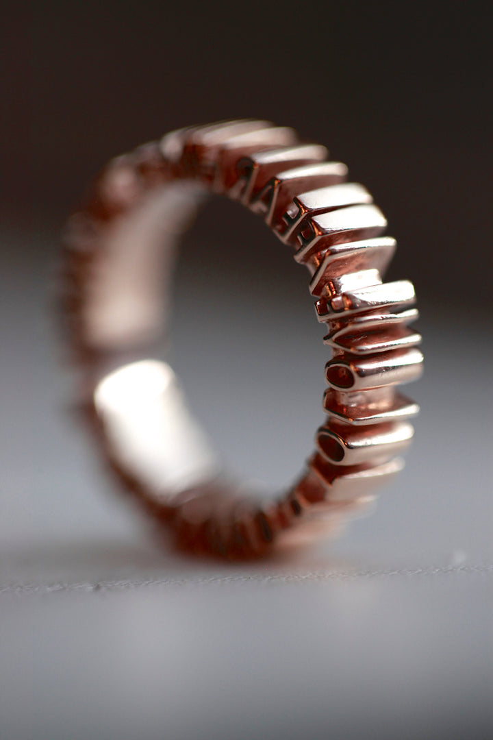 CHAPTER 1 DOUBLE TEXT RING - ROSE GOLD PL. SILVER