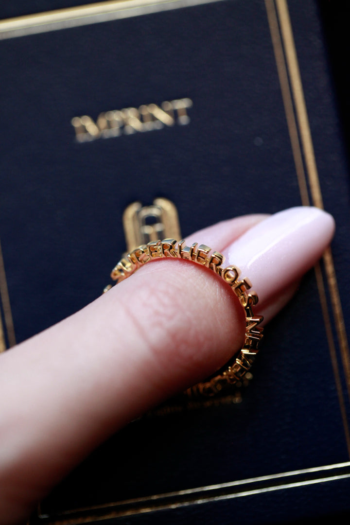 CHAPTER 1 TEXT RING - YELLOW GOLD PLATED SILVER