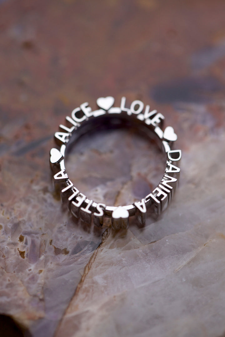 CHAPTER 1 DOUBLE TEXT RING - RHODIUM PL. SILVER