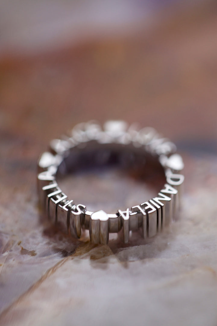 CHAPTER 1 DOUBLE TEXT RING - RHODIUM PL. SILVER
