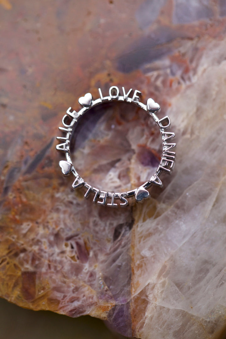 CHAPTER 1 DOUBLE TEXT RING - RHODIUM PL. SILVER