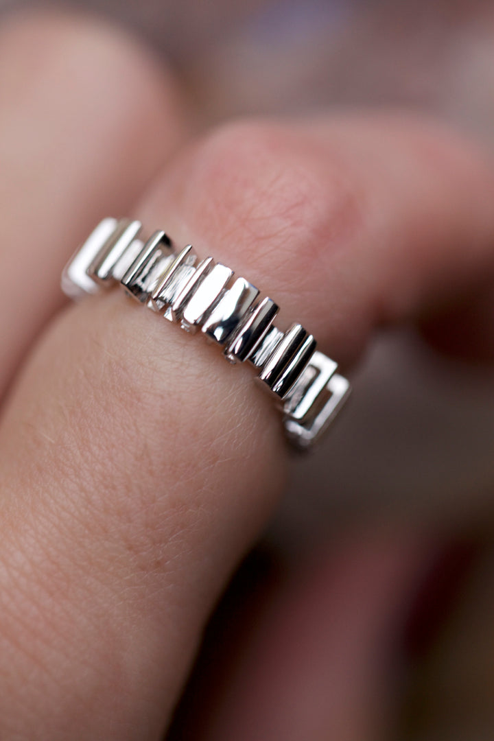 CHAPTER 1 DOUBLE TEXT RING - RHODIUM PL. SILVER