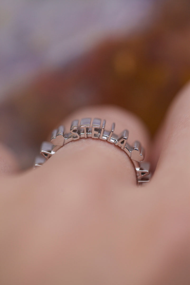 CHAPTER 1 DOUBLE TEXT RING - RHODIUM PL. SILVER