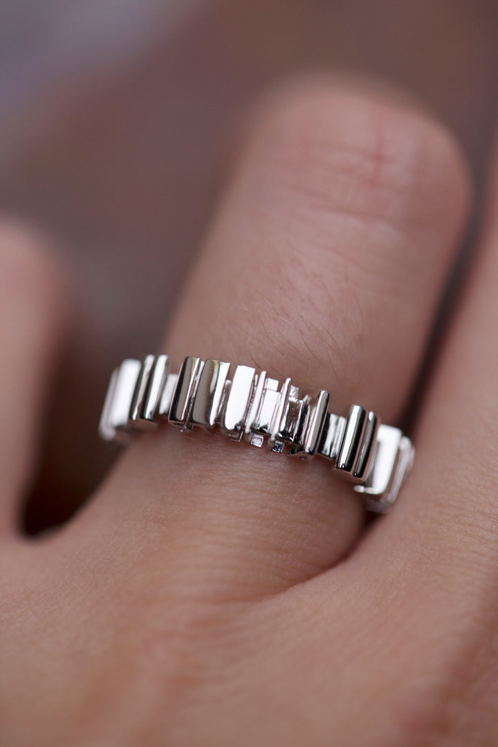 CHAPTER 1 DOUBLE TEXT RING - RHODIUM PL. SILVER