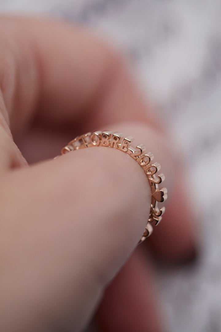 CHAPTER 1 TEXT RING - ROSE GOLD PLATED SILVER