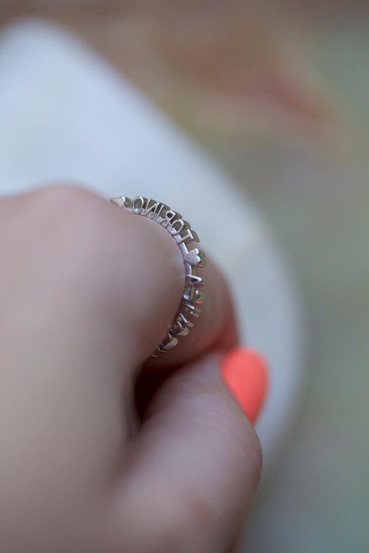 CHAPTER 1 TEXT RING - IN RHODIUM PLATED SILVER