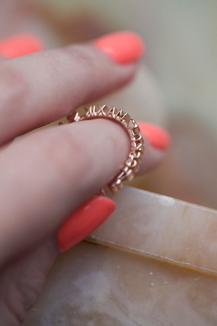 CHAPTER 1 TEXT RING - ROSE GOLD PLATED SILVER