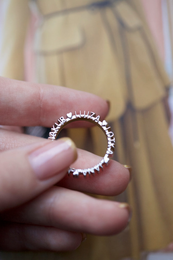 CHAPTER 1 DOUBLE TEXT RING - RHODIUM PL. SILVER
