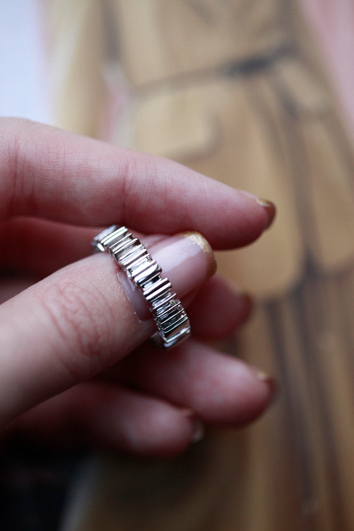 CHAPTER 1 DOUBLE TEXT RING - RHODIUM PL. SILVER