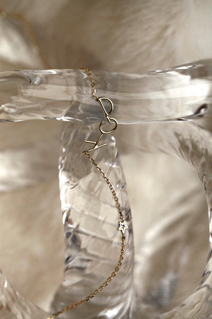 INITIALS NECKLACE - YELLOW GOLD
