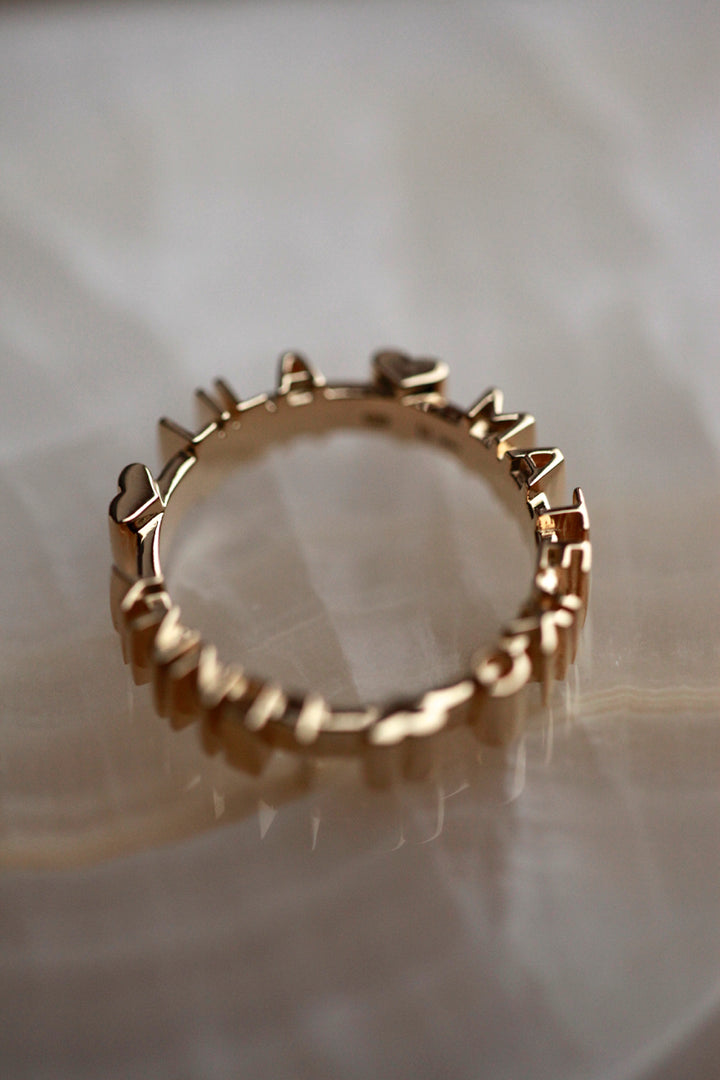 CHAPTER 1 DOUBLE TEXT RING IN 18K GOLD