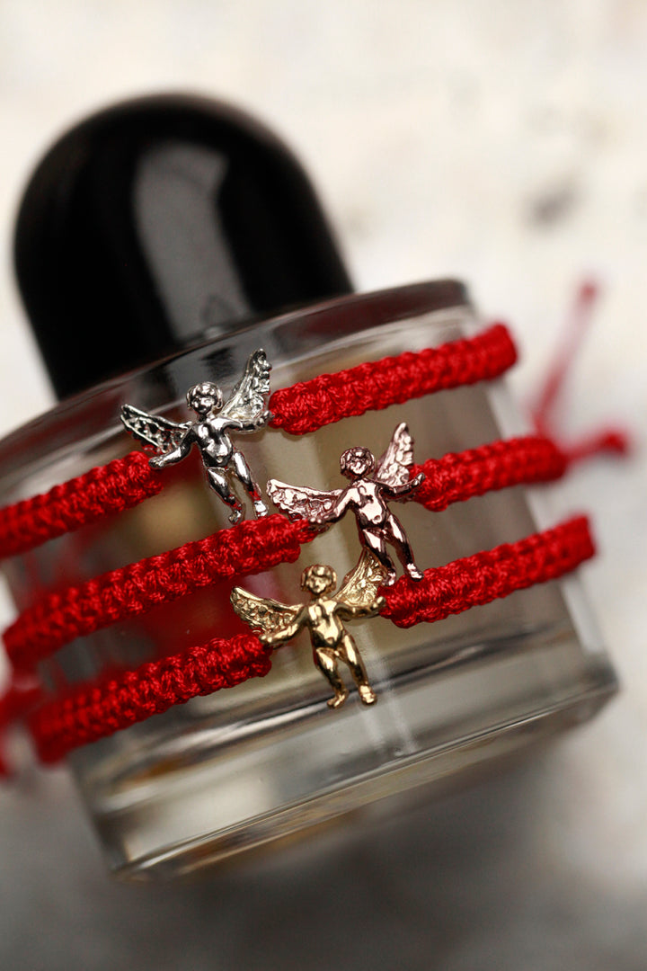 SILVER ANGEL BRACELET - RED SHAMBALLA