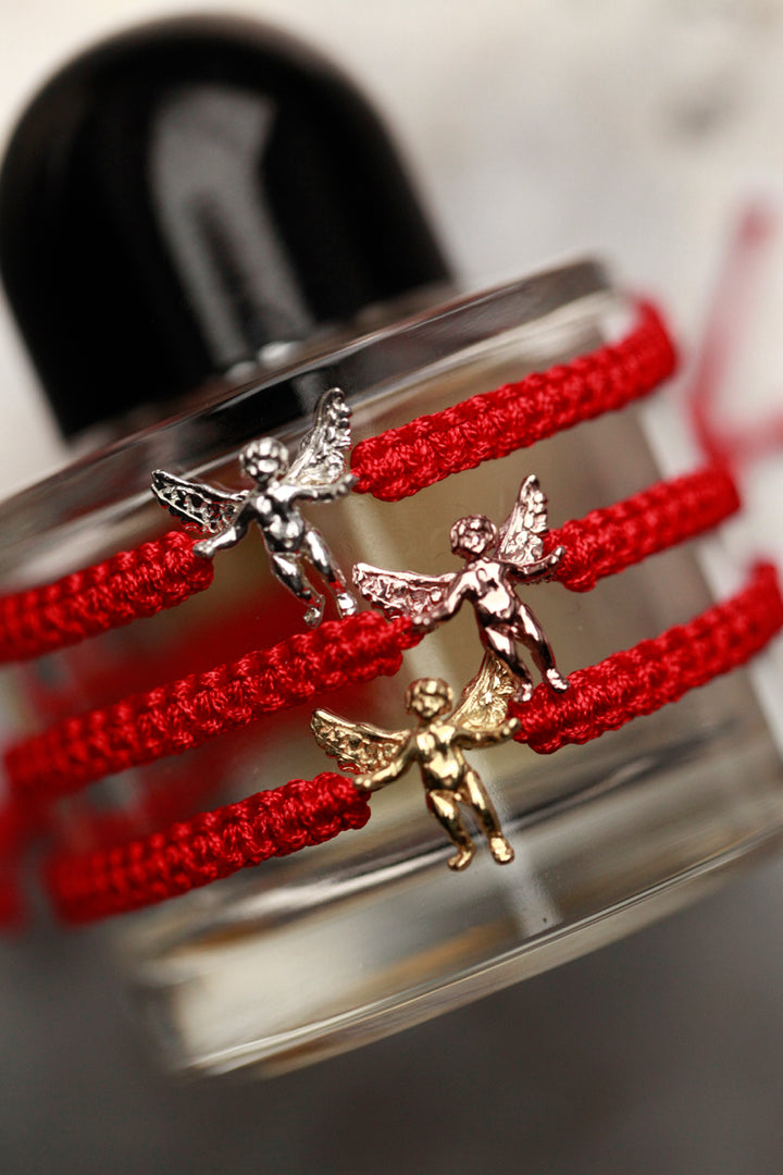 SILVER ANGEL BRACELET - RED SHAMBALLA