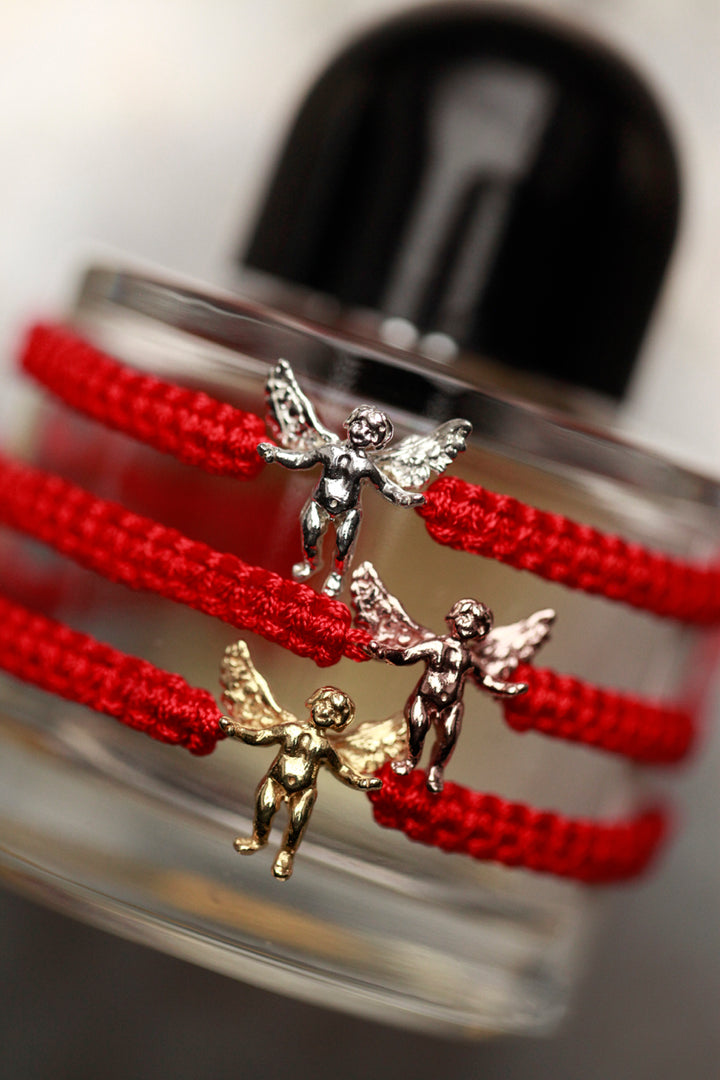 SILVER ANGEL BRACELET - RED SHAMBALLA
