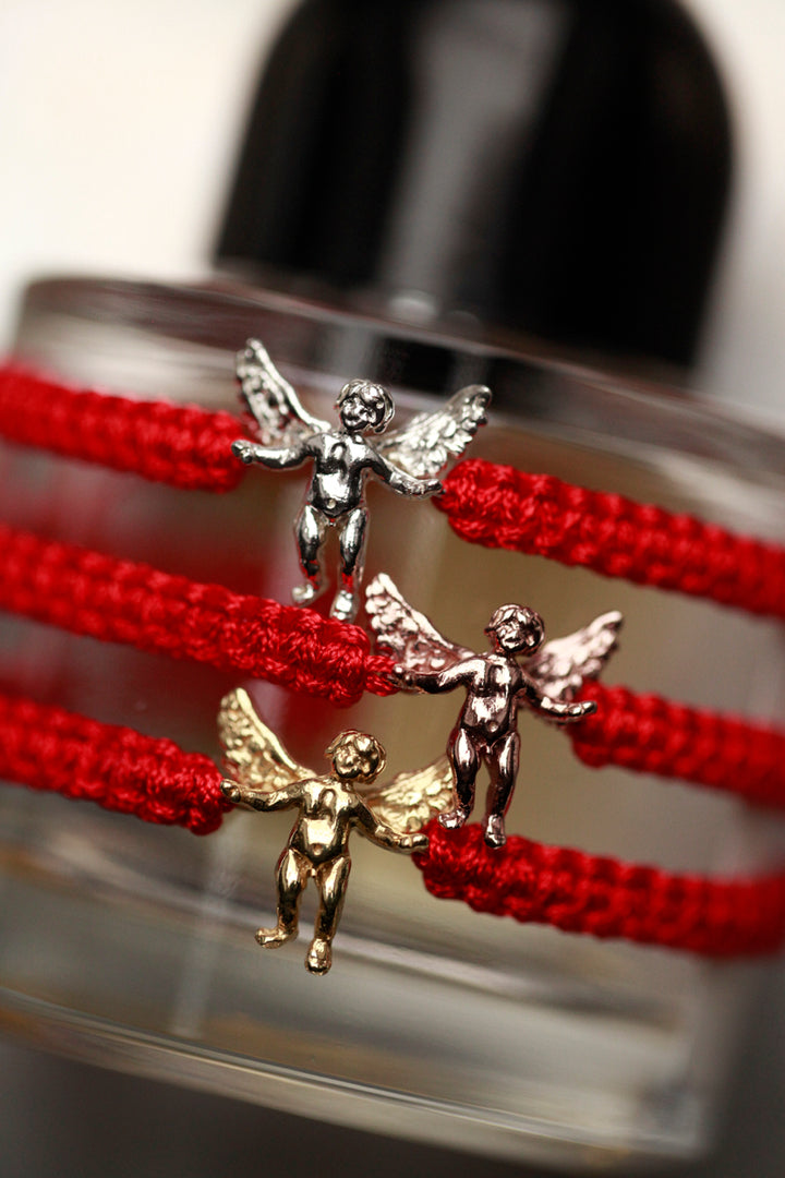 SILVER ANGEL BRACELET - RED SHAMBALLA