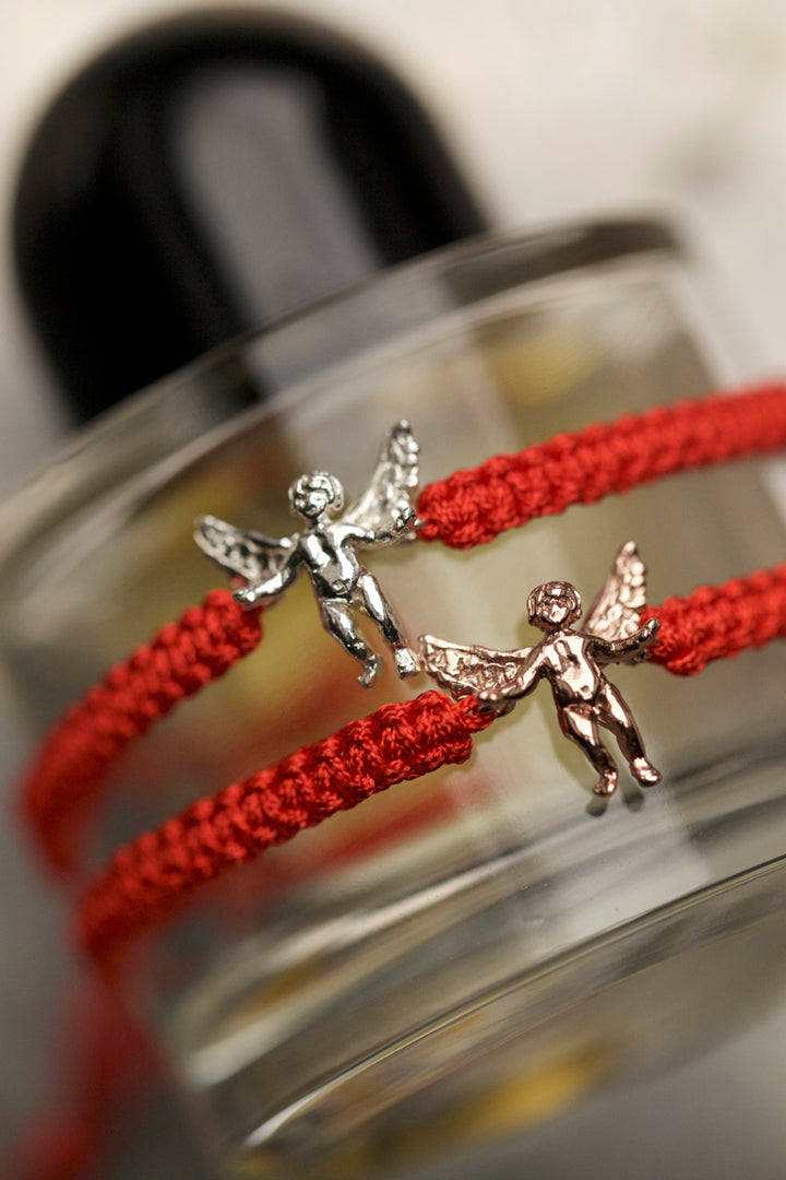 SILVER ANGEL BRACELET - RED SHAMBALLA
