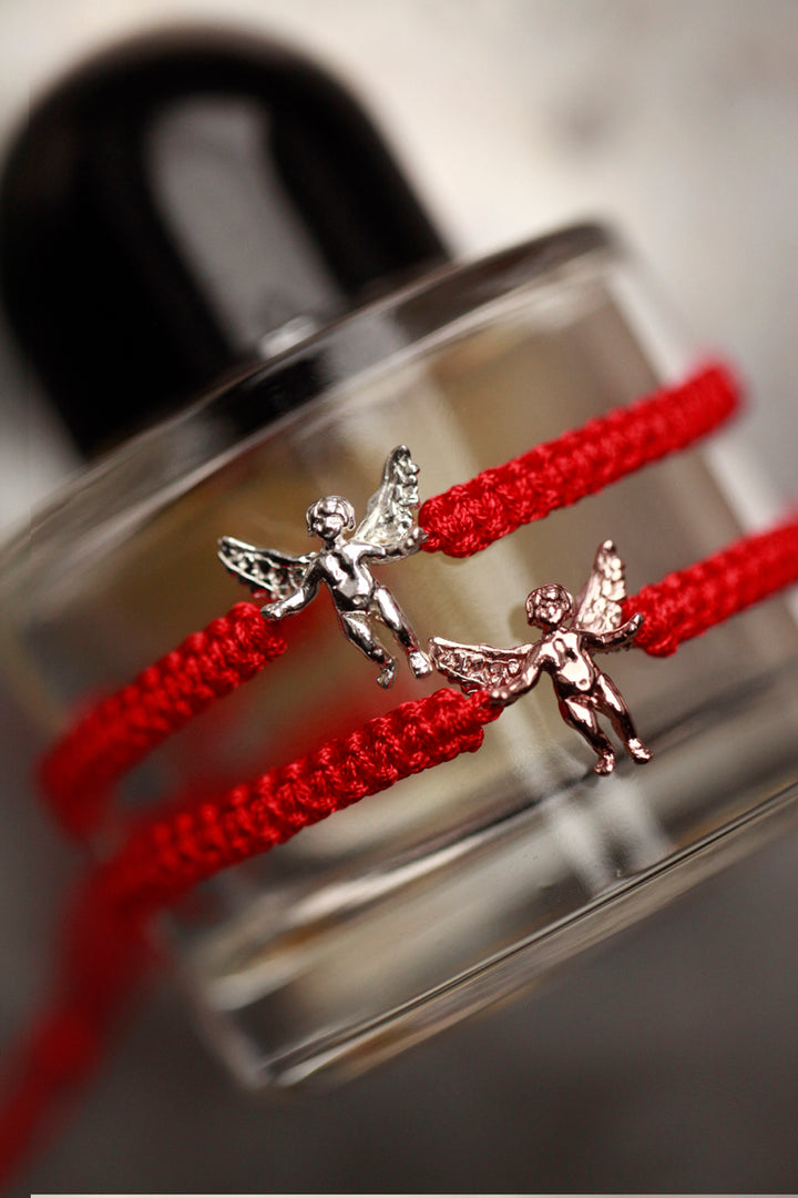 SILVER ANGEL BRACELET - RED SHAMBALLA