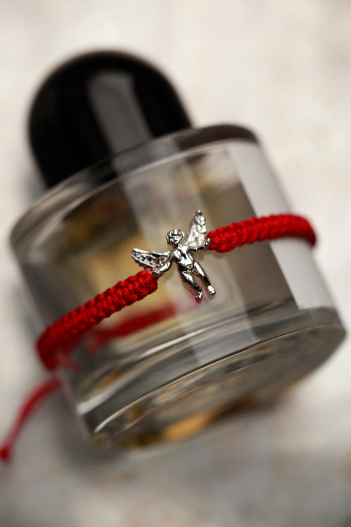 SILVER ANGEL BRACELET - RED SHAMBALLA