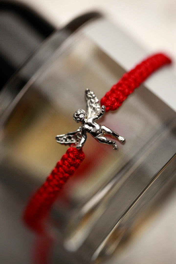 SILVER ANGEL BRACELET - RED SHAMBALLA