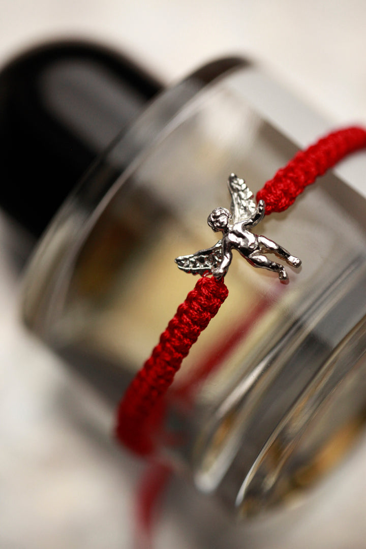 SILVER ANGEL BRACELET - RED SHAMBALLA
