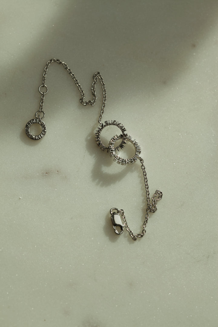 CHAPTER 19 DOUBLE TEXT BRACELET WITH CHAIN