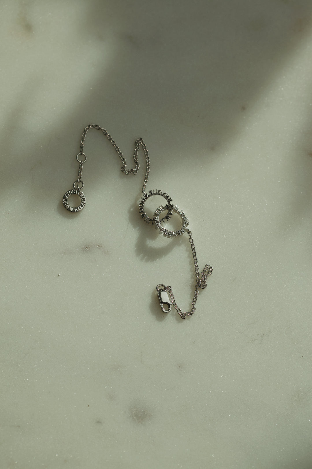 CHAPTER 19 DOUBLE TEXT BRACELET WITH CHAIN