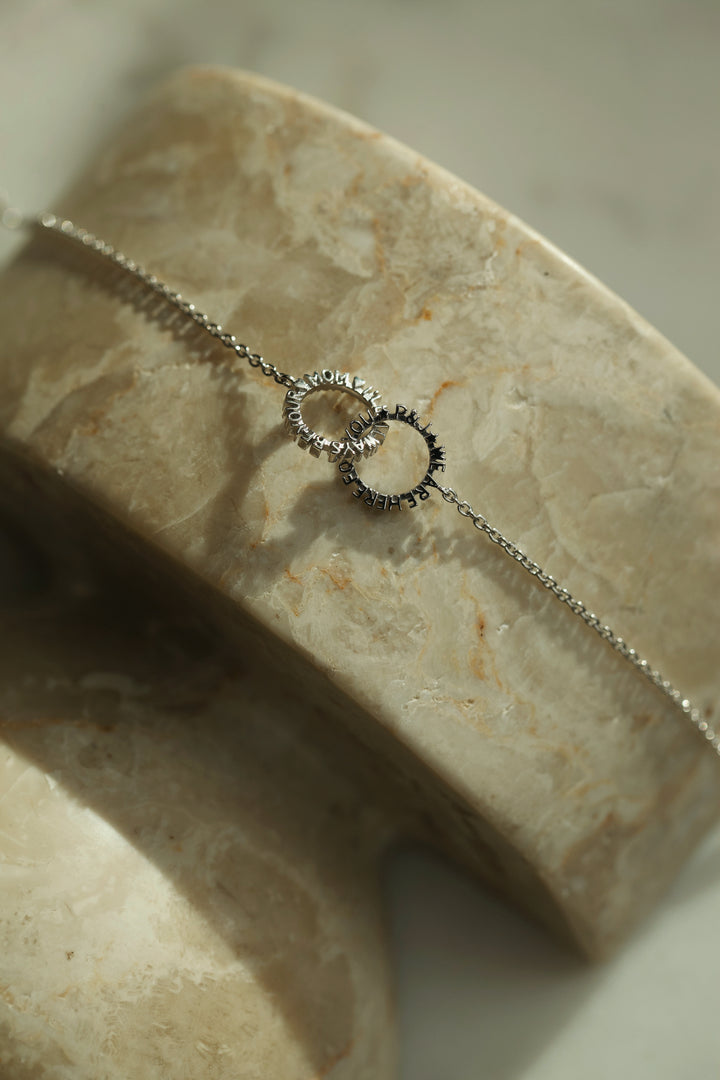 CHAPTER 19 DOUBLE TEXT BRACELET WITH CHAIN
